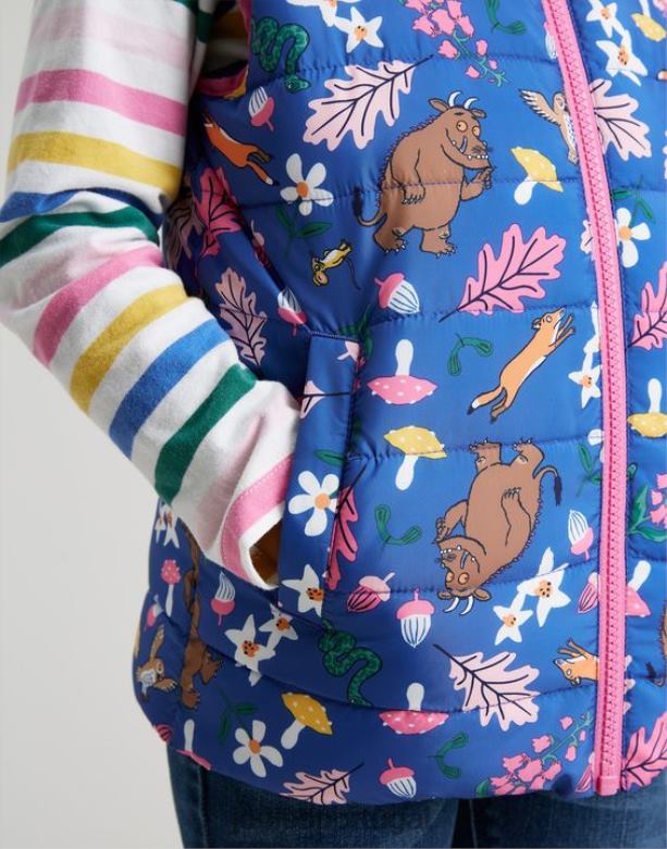 gruffalo flip it colete reversível 1-6 anos garotas azul Joules vestuário 2X26V260
