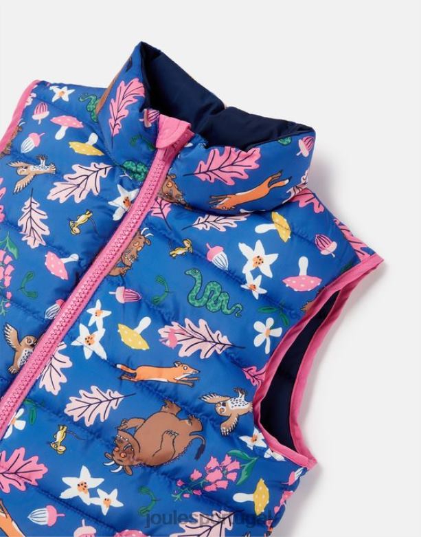 gruffalo flip it colete reversível 1-6 anos garotas azul Joules vestuário 2X26V260