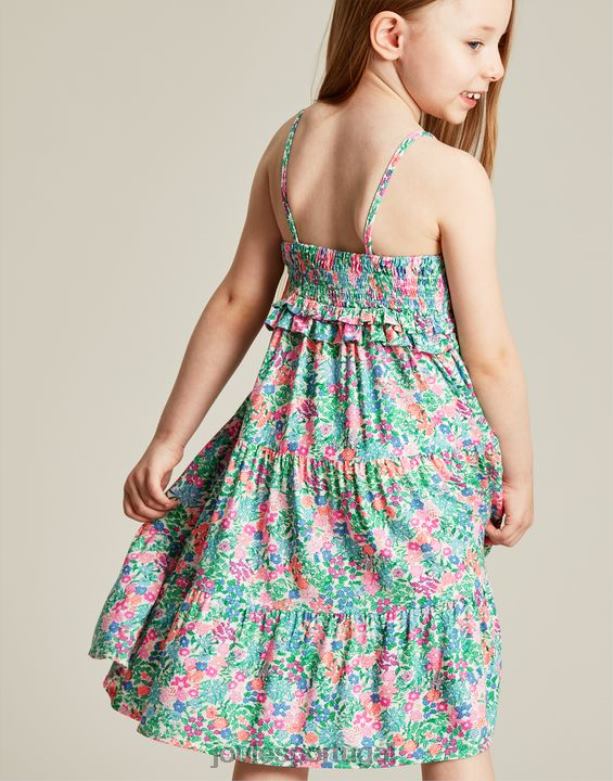theadora vestido império franzido em camadas 5 a 12 anos garotas multi cantiga Joules vestuário 2X26V293