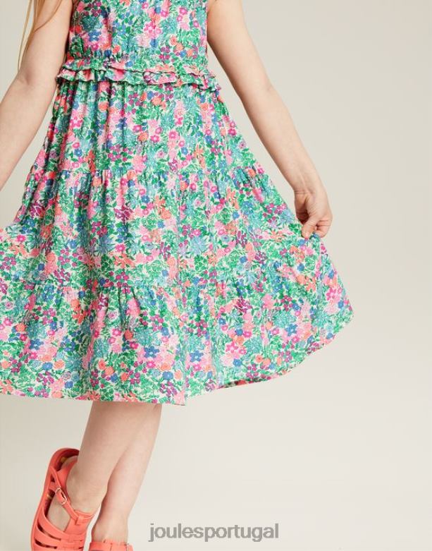 theadora vestido império franzido em camadas 5 a 12 anos garotas multi cantiga Joules vestuário 2X26V293