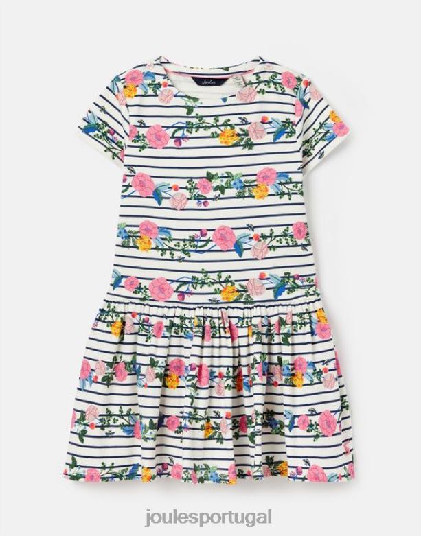 vestido bretão jersey porto 2-12 anos garotas listra floral do porto Joules vestuário 2X26V308
