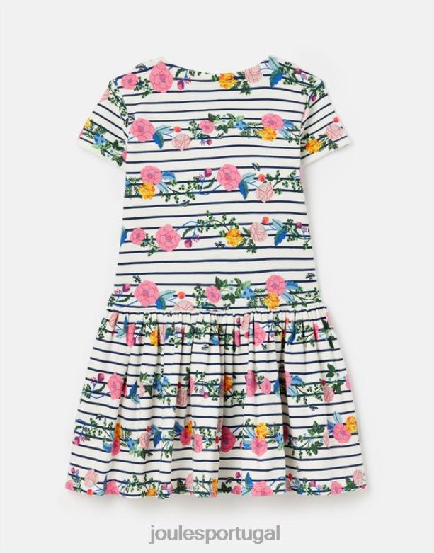 vestido bretão jersey porto 2-12 anos garotas listra floral do porto Joules vestuário 2X26V308