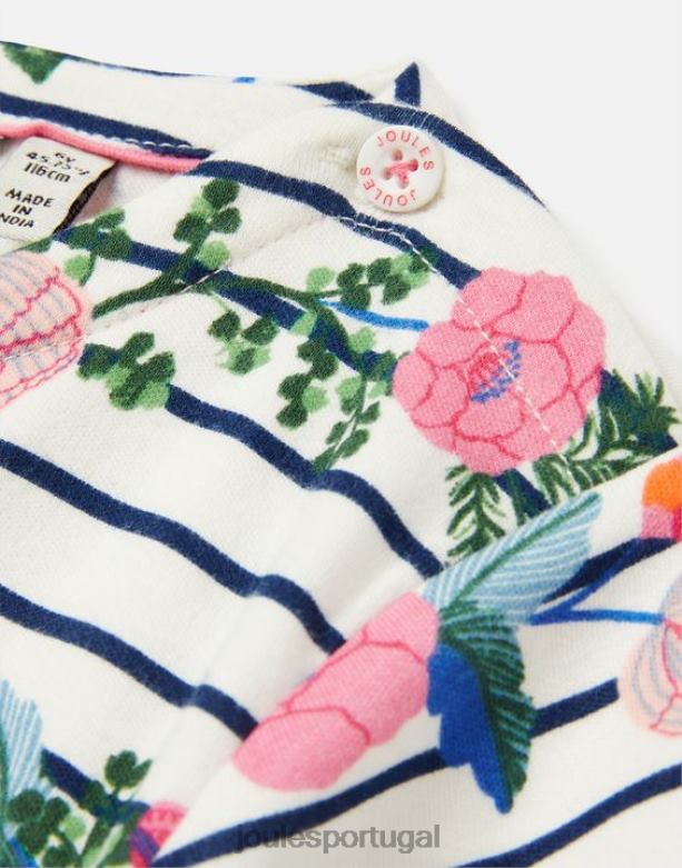vestido bretão jersey porto 2-12 anos garotas listra floral do porto Joules vestuário 2X26V308