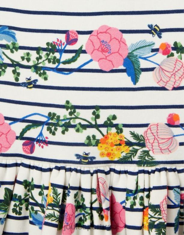 vestido bretão jersey porto 2-12 anos garotas listra floral do porto Joules vestuário 2X26V308