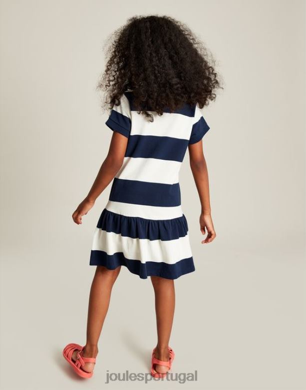 vestido polo manga curta orla 2-12 anos garotas faixa creme marinho Joules vestuário 2X26V310