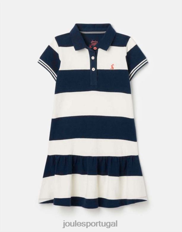 vestido polo manga curta orla 2-12 anos garotas faixa creme marinho Joules vestuário 2X26V310