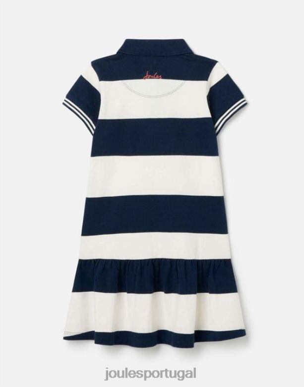 vestido polo manga curta orla 2-12 anos garotas faixa creme marinho Joules vestuário 2X26V310
