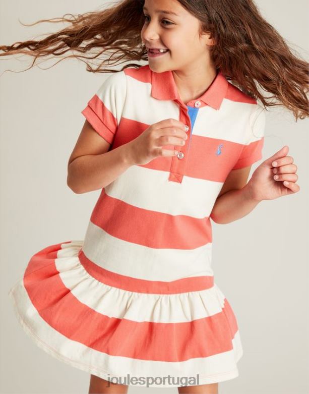 vestido polo manga curta orla 2-12 anos garotas faixa de coral Joules vestuário 2X26V262