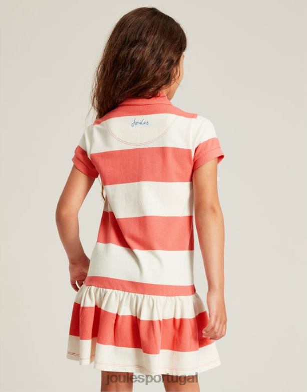 vestido polo manga curta orla 2-12 anos garotas faixa de coral Joules vestuário 2X26V262