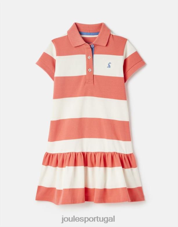 vestido polo manga curta orla 2-12 anos garotas faixa de coral Joules vestuário 2X26V262