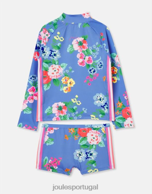 conjunto de colete e baú para praia garotas floral azul Joules vestuário 2X26V291