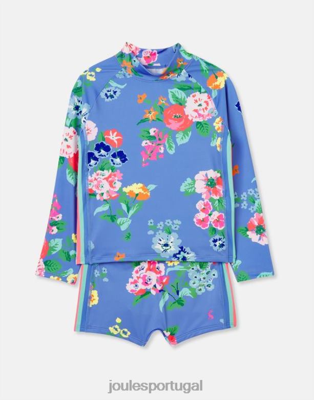 conjunto de colete e baú para praia garotas floral azul Joules vestuário 2X26V291