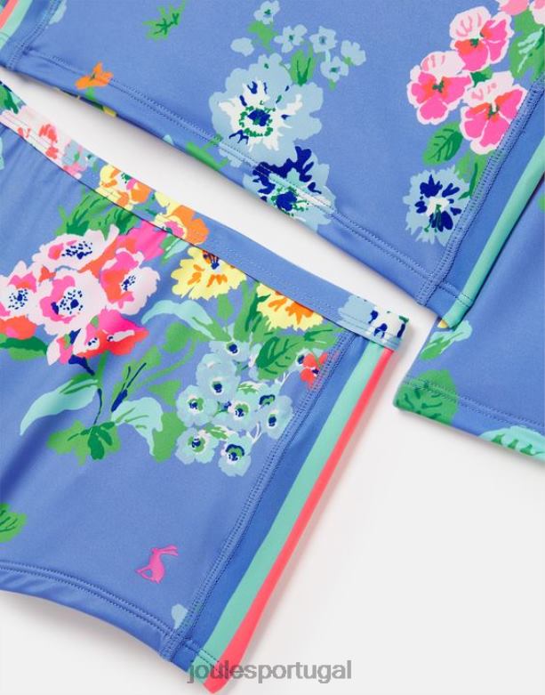 conjunto de colete e baú para praia garotas floral azul Joules vestuário 2X26V291