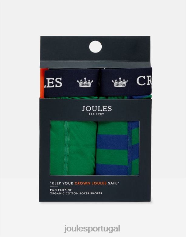 boxers de algodão coroa pacote com 2 homens faixa azul verde Joules acessórios 2X26V172