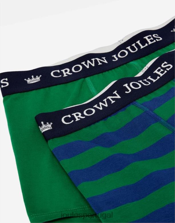 boxers de algodão coroa pacote com 2 homens faixa azul verde Joules acessórios 2X26V172