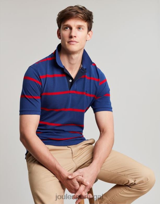 camisa pólo avelã homens faixa vermelha marinho Joules vestuário 2X26V217