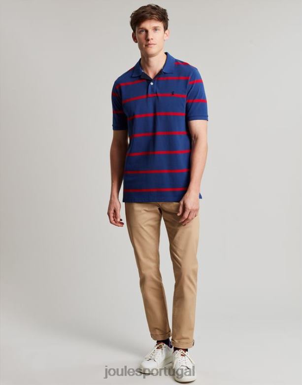 camisa pólo avelã homens faixa vermelha marinho Joules vestuário 2X26V217