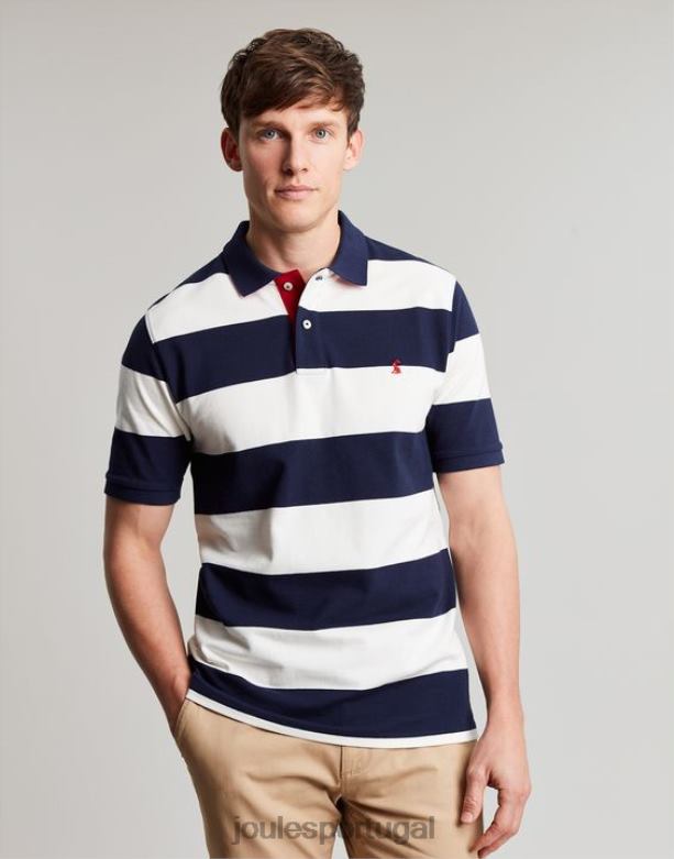 camisa pólo avelã homens listra branca azul Joules vestuário 2X26V165