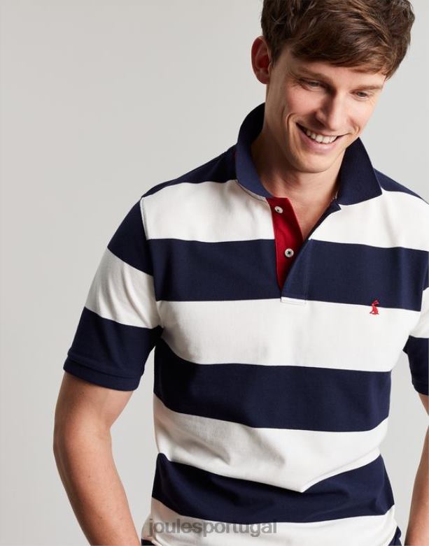 camisa pólo avelã homens listra branca azul Joules vestuário 2X26V165