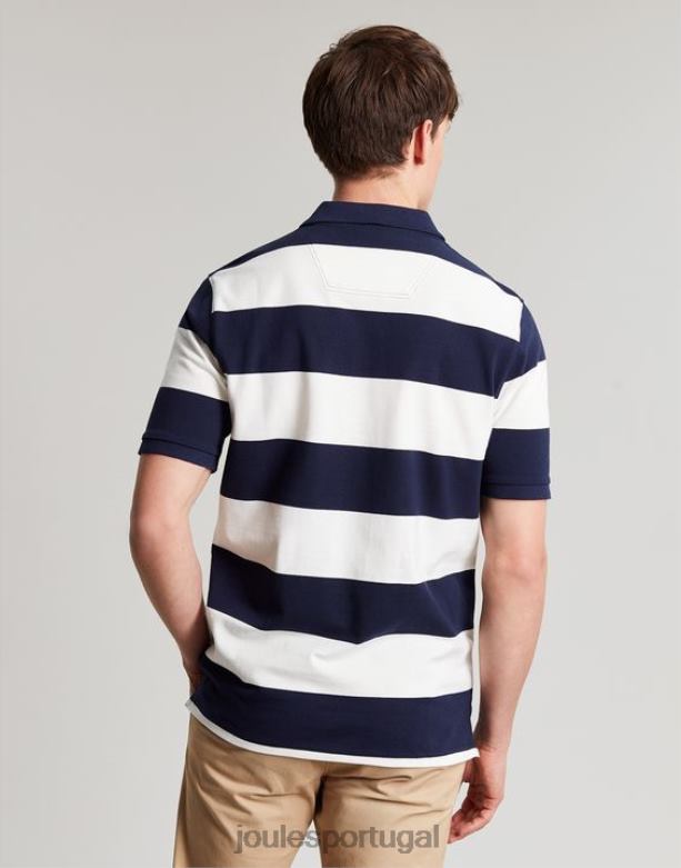 camisa pólo avelã homens listra branca azul Joules vestuário 2X26V165