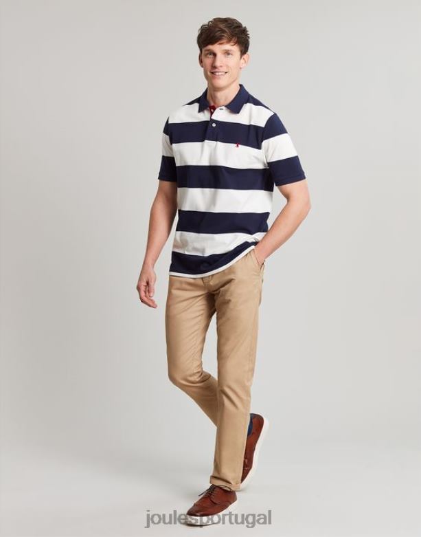 camisa pólo avelã homens listra branca azul Joules vestuário 2X26V165