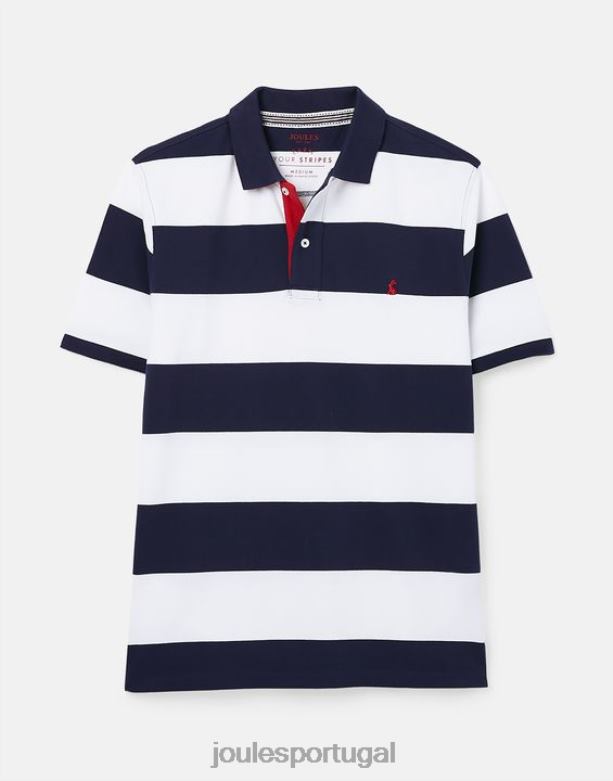camisa pólo avelã homens listra branca azul Joules vestuário 2X26V165