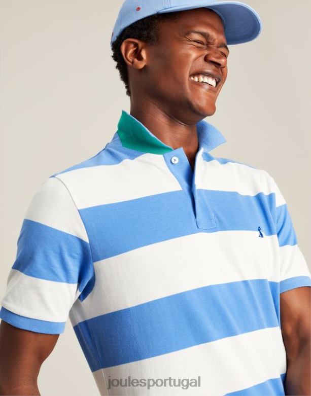 camisa pólo avelã homens listra branca azul média Joules vestuário 2X26V201