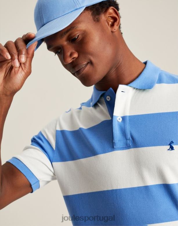 camisa pólo avelã homens listra branca azul média Joules vestuário 2X26V201