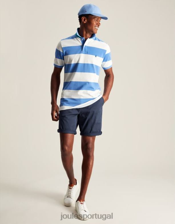 camisa pólo avelã homens listra branca azul média Joules vestuário 2X26V201