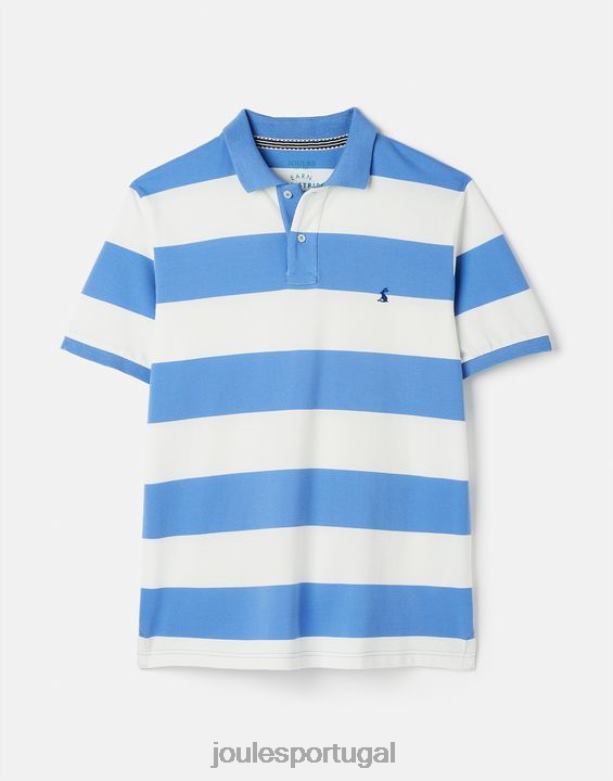 camisa pólo avelã homens listra branca azul média Joules vestuário 2X26V201