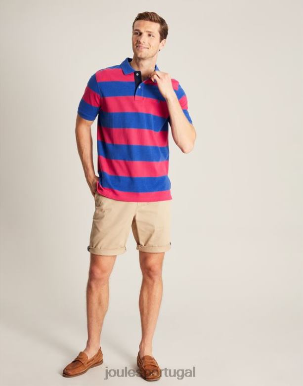 camisa pólo avelã homens listra rosa azul médio Joules vestuário 2X26V204