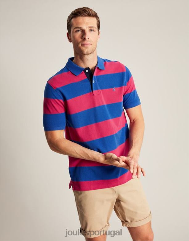 camisa pólo avelã homens listra rosa azul médio Joules vestuário 2X26V204