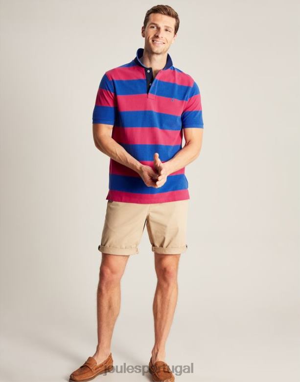 camisa pólo avelã homens listra rosa azul médio Joules vestuário 2X26V204