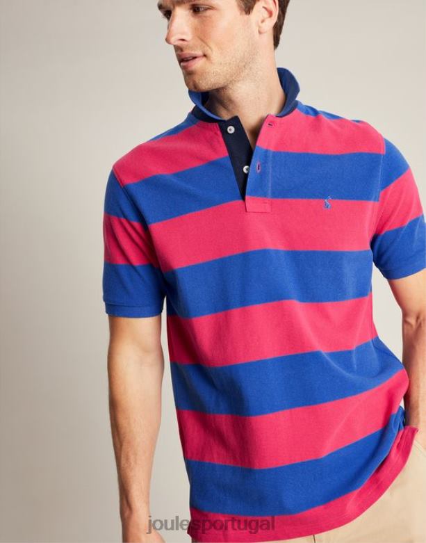 camisa pólo avelã homens listra rosa azul médio Joules vestuário 2X26V204