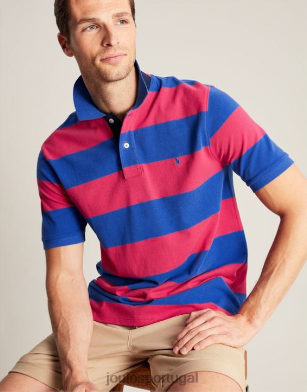 camisa pólo avelã homens listra rosa azul médio Joules vestuário 2X26V204