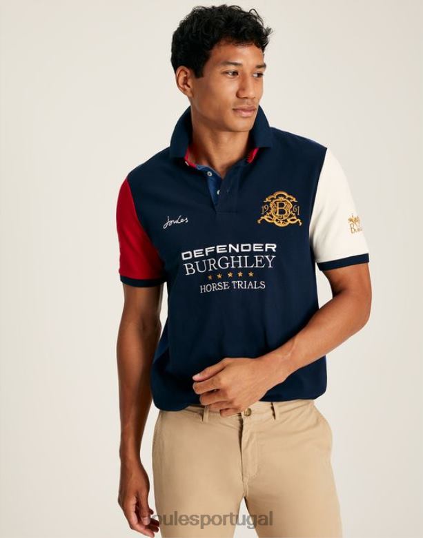 camisa pólo manga curta Burgley homens marinha francesa Joules vestuário 2X26V222