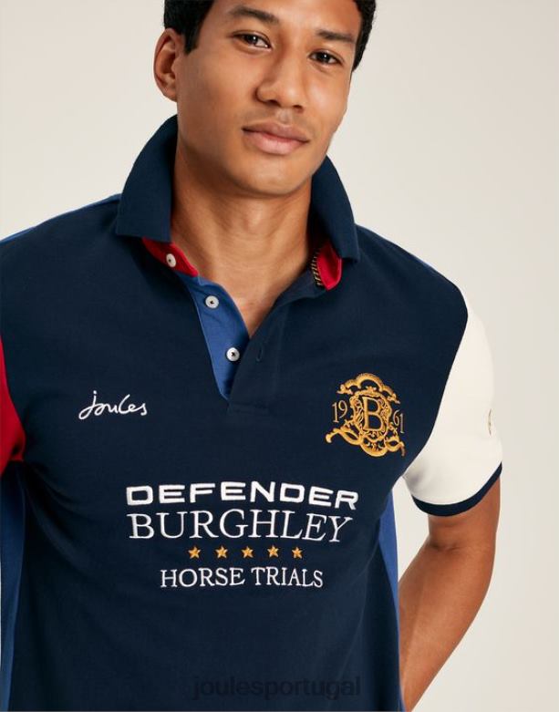 camisa pólo manga curta Burgley homens marinha francesa Joules vestuário 2X26V222