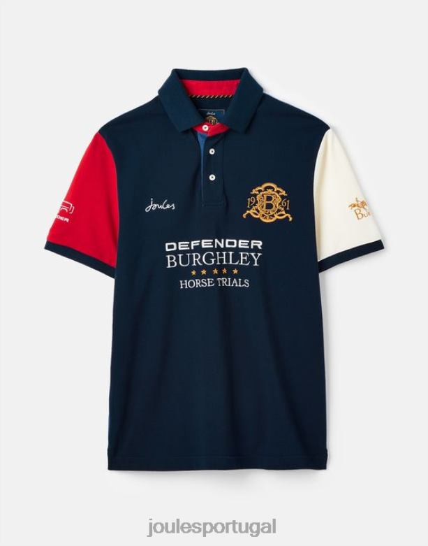 camisa pólo manga curta Burgley homens marinha francesa Joules vestuário 2X26V222