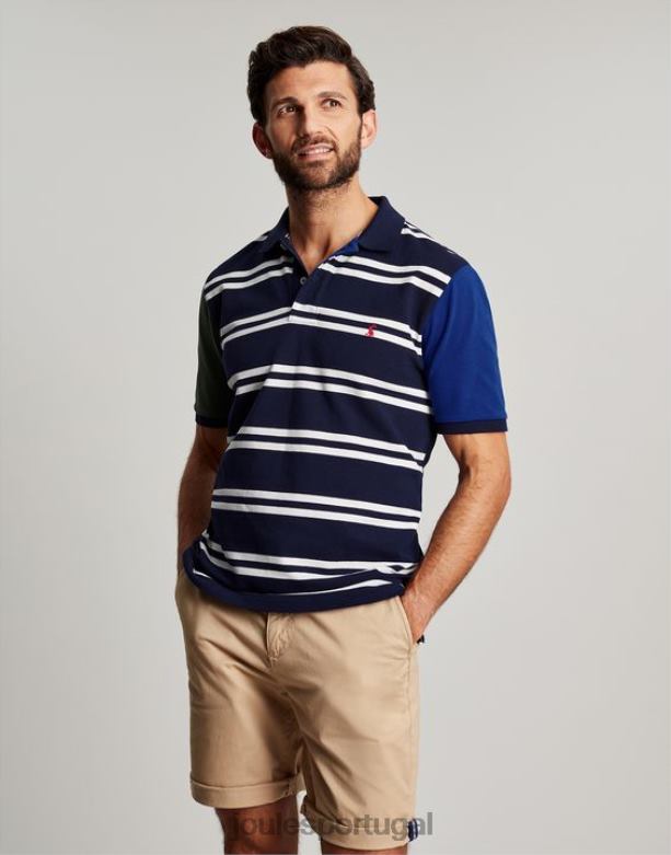camisa polo amadeirada homens faixa branca marinho Joules vestuário 2X26V186