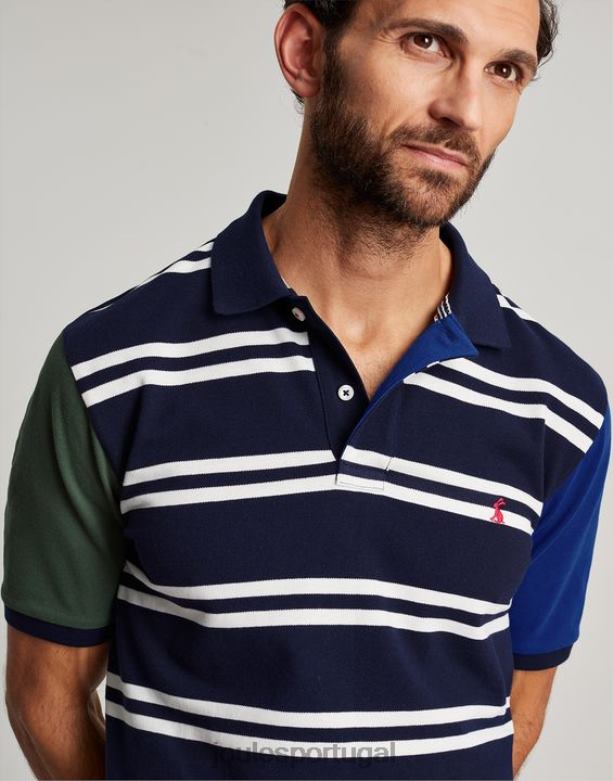 camisa polo amadeirada homens faixa branca marinho Joules vestuário 2X26V186