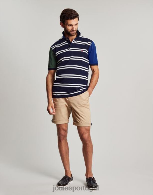 camisa polo amadeirada homens faixa branca marinho Joules vestuário 2X26V186