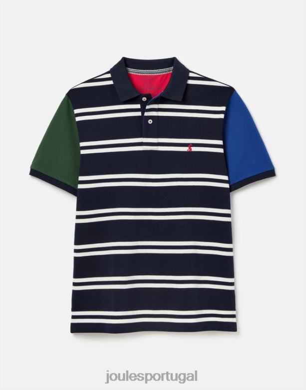 camisa polo amadeirada homens faixa branca marinho Joules vestuário 2X26V186