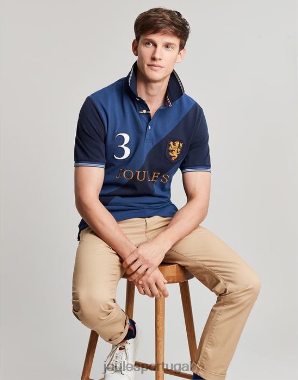 camisa polo decorada homens azul profundo Joules vestuário 2X26V216