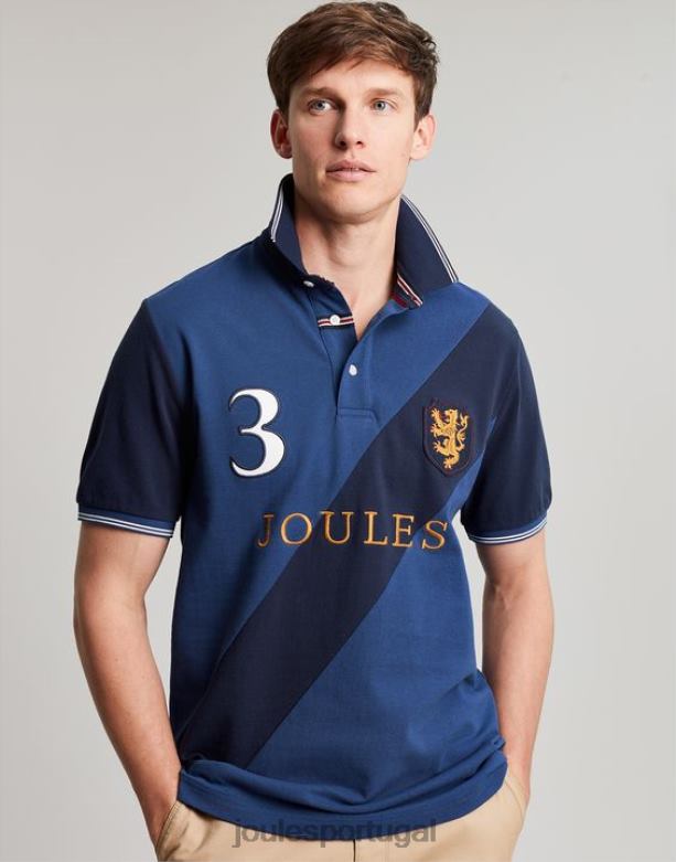 camisa polo decorada homens azul profundo Joules vestuário 2X26V216