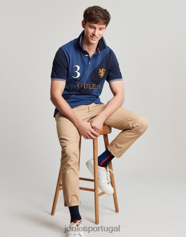 camisa polo decorada homens azul profundo Joules vestuário 2X26V216