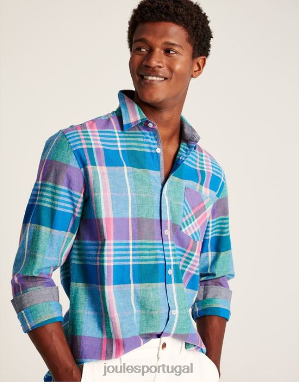 camisa bayard clássica homens cheque azul rosa Joules vestuário 2X26V223