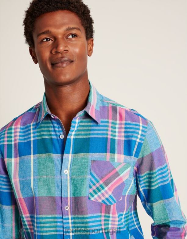 camisa bayard clássica homens cheque azul rosa Joules vestuário 2X26V223