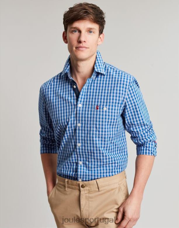camisa clássica de popeline pêssego da Abbott homens guingão azul Joules vestuário 2X26V212