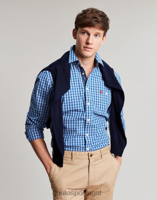camisa clássica de popeline pêssego da Abbott homens guingão azul Joules vestuário 2X26V212