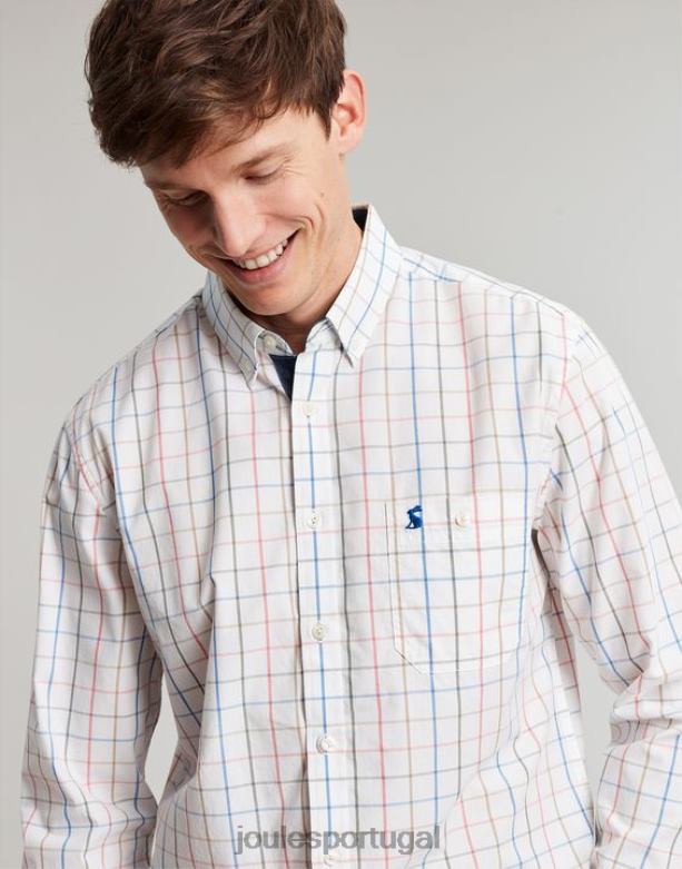 camisa clássica de popeline pêssego da Abbott homens verificação múltipla Joules vestuário 2X26V244